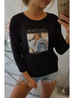 Halenka s potiskem koláží černá Halenka s potiskem koláží černá