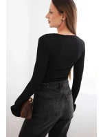 Hedvábná dámská blůza s nabíráním po straně černá Hedvábná dámská blůza s nabíráním po straně černá