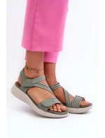 Dámské pohodlné sandály na suchý zip zelené Eladora