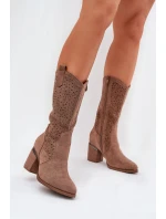Děrované Kozačky Cowboy Do Poloviny Lýtka S.Barski HY51-238 Hnědé Děrované Kozačky Cowboy Do Poloviny Lýtka S.Barski HY51-238 Hnědé