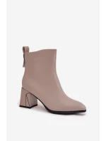 Zateplené kotníčkové boty na podpatku z pravé kůže Vinceza 66812 šedé