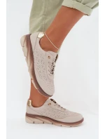 Kožené semišové dámské tenisky s otvory Sergio Leone SP-002 světle hnědé