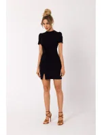 M731 Mini šaty s předním překřížením - černé