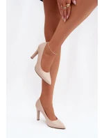 Dámské eko-kožené lodičky Sergio Leone – světle béžové Dámské eko-kožené lodičky Sergio Leone – světle béžové