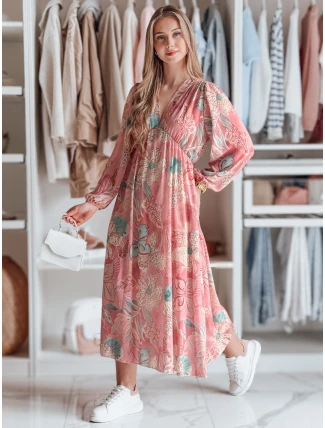 Jedna velikost maxi květinových šatů LILOVIE růžová FashionStreet EY2572