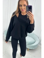 3-dílná sada mikina + top + legíny černá 3-dílná sada mikina + top + legíny černá