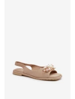 Dámské Sandály S Ozdobami S.Barski KV27-004 Béžové
