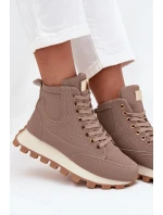 Zateplené dámské kozačky na platformě tmavě béžové Marivira Zateplené dámské kozačky na platformě tmavě béžové Marivira