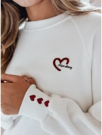 Dámská oversize mikina s vyšívanými srdíčky MONLOVE bílá FashionStreet BY1507 Dámská oversize mikina s vyšívanými srdíčky MONLOVE bílá FashionStreet BY1507