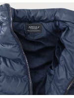 Tmavě modrá dámská zimní bunda s odepínacími rukávy (w761) Tmavě modrá dámská zimní bunda s odepínacími rukávy (w761)