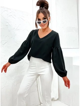 Elegantní dámská černá halenka s ozdobnými rukávy (698) Elegantní dámská černá halenka s ozdobnými rukávy (698)