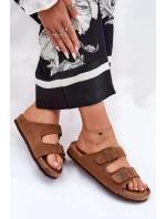 Semišové Dámské Pantofle Se Sponami Big Star RR274A394 Hnědé