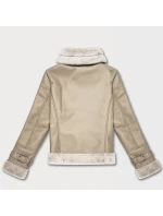 Zimní bunda ramoneska v teplé béžové barvě s kožešinovou podšívkou Glakate (238025##)