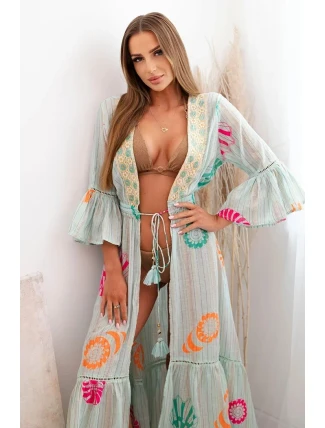 Dámský boho plášť s výšivkou mincovna