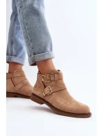 Dámské botky na plochém podpatku s pásky béžové Melviana