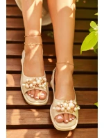 Dámské Sandály S Ozdobami S.Barski KV27-004 Béžové