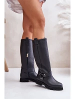 Kožené dámské holínky nad kolena černé Lewski 3615