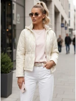 Dámská prošívaná bunda s kapucí ecru FashionStreet TY5533 Dámská prošívaná bunda s kapucí ecru FashionStreet TY5533