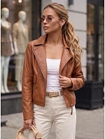 Dámská hnědá kožená bunda ve stylu Ramones od FashionStreet TY5715