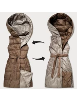 Hnědo-béžová oboustranná péřová vesta Minority (P3-6016-305+62)