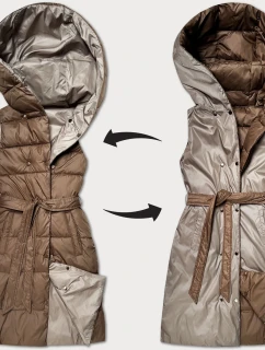 Hnědo-béžová oboustranná péřová vesta Minority (P3-6016-305+62)