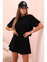 Dámský bavlněný komplet s širokými šortkami černý