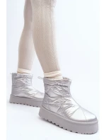 Dámské sněhule na masivní platformě stříbrné Fionia