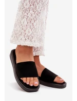 Dámské Pantofle Na Platformě Z Eko Semiše Černé Jorina