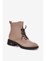 Dámské boty Vinceza – béžové, z pravé kůže, nízký podpatek, zateplené