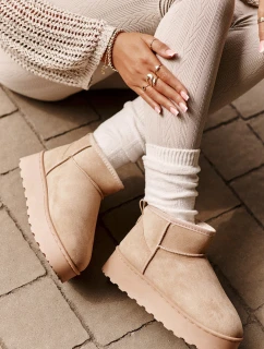 Dámské sněhové boty na platformě 20216-F Světle béžová - Xamella