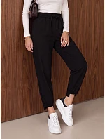 Dámské jogger kalhoty s gumou v pase, černé, FashionStreet UY3152 Dámské jogger kalhoty s gumou v pase, černé, FashionStreet UY3152