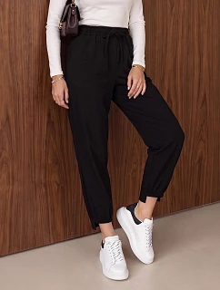 Dámské jogger kalhoty s gumou v pase, černé, FashionStreet UY3152