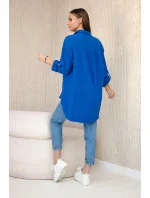 Bavlněná mušelínová košile oversize chrpově modrá Bavlněná mušelínová košile oversize chrpově modrá