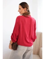 Dámská košile s viskózou, ozdobnými knoflíky a límcem jasno bordová