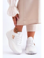 Lesklá sportovní obuv s zdobením Bíle Seneca