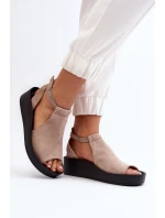 Zazoo 2914 Dámské sandály z velur zamszové béžové