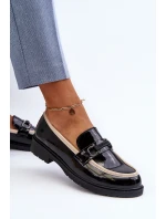 Dámské lakované polobotky mokasíny S.Barski HY336A černé Dámské lakované polobotky mokasíny S.Barski HY336A černé