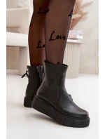 Zazoo 60369 Dámské Kožené Botky Na Platformě Černé Zazoo 60369 Dámské Kožené Botky Na Platformě Černé