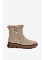 Dámské sněhule na platformě s kožešinou Béžové Briselle