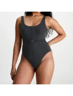 Dámské jednodílné plavky Monogram Rib KW0KW02151-BEH - Calvin Klein