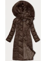 Vypasovaná dlouhá hnědá dámská zimní bunda S'west (B8201-14)