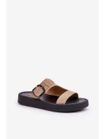 Dámské Semišové Pantofle Na Platformě Béžové Zazoo 3024