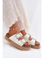 Dámské Pantofle Na Platformě S Přezkami Lee Cooper LCW-25-35-3496L Bílé Dámské Pantofle Na Platformě S Přezkami Lee Cooper LCW-25-35-3496L Bílé