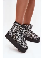 Dámské sněhule na platformě zdobené flitry černo-stříbrné Silmo