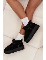 Dámské semišové sněhule Vinceza na platformě – černé