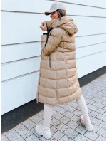 Dámská prošívaná zimní bunda s kapucí MENSI tmavě béžová FashionStreet TY3970