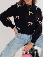 TIELUSH dámský svetr s malými mašlemi černá FashionStreet MY2358