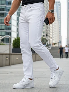 Pánské bílé džíny slim fit FashionStreet UX4487