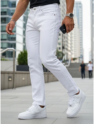 Pánské bílé džíny slim fit FashionStreet UX4487