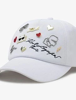 Kšiltovka Karl Lagerfeld Charms Pins Strapback, bílá – L4WH7608